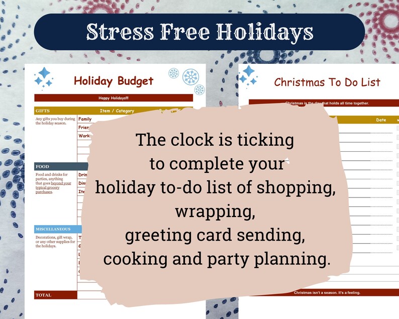 To Do list for Christmas Holidays Printable /& Digital Template