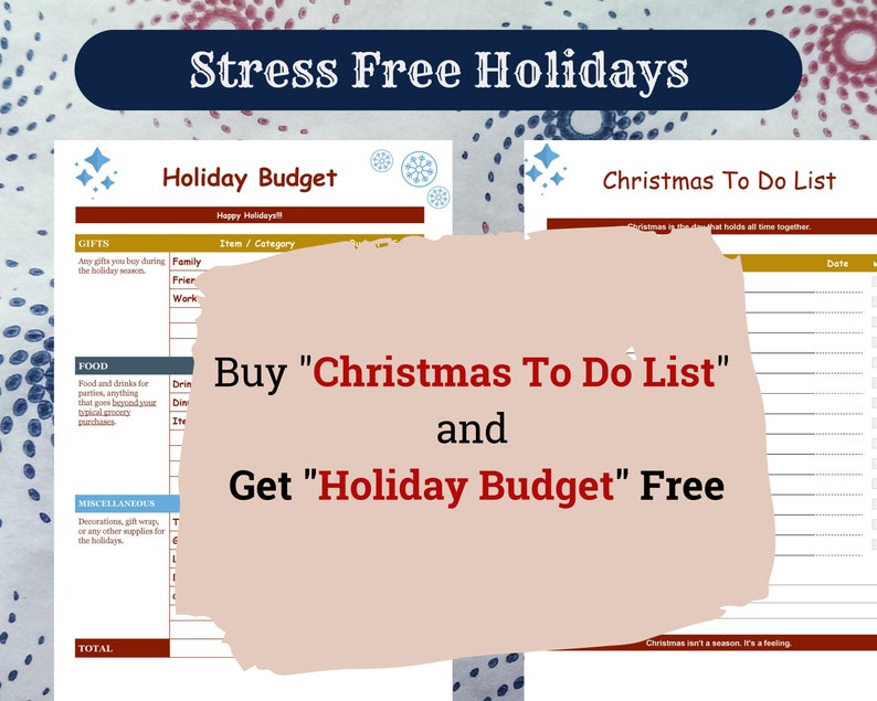 To Do list for Christmas Holidays Printable /& Digital Template