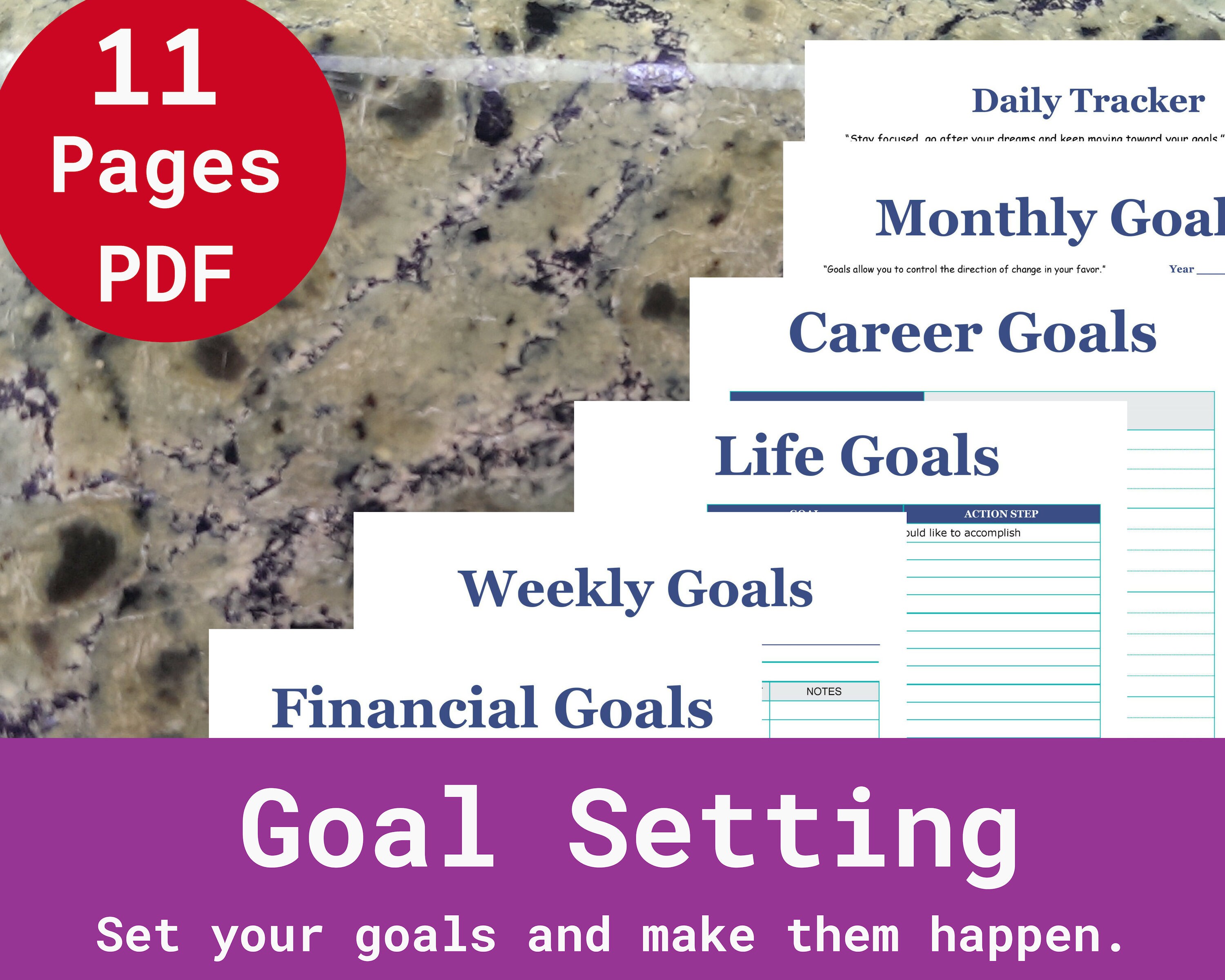 11 Personal Goal Setting Worksheets Printable Goal Sheet Daily | Etsy