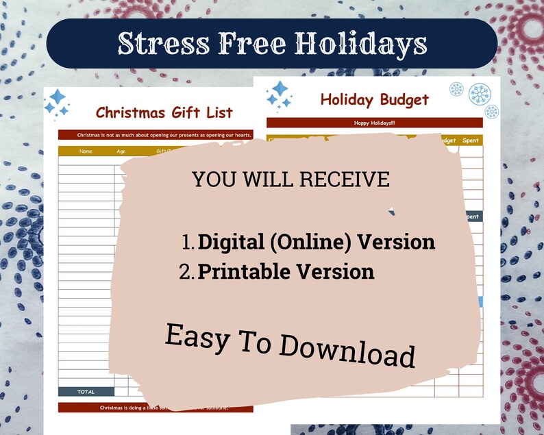 To Do list for Christmas Holidays Printable /& Digital Template