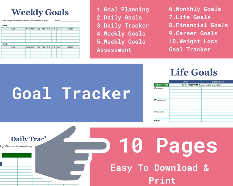 Monthly Goal Tracker To Help You Reach Your Goals This Year 10 Pdf Documents Download Stationery Sets Paper Party Supplies Safarni Org