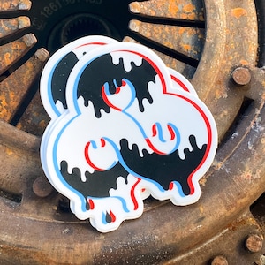 Festival de música y arte de Bonnaroo - DrippyRoo - Adhesivo - Efecto 3D de goteo derretido alucinante Botellas de agua, coches, ordenadores portátiles, vasos, termos