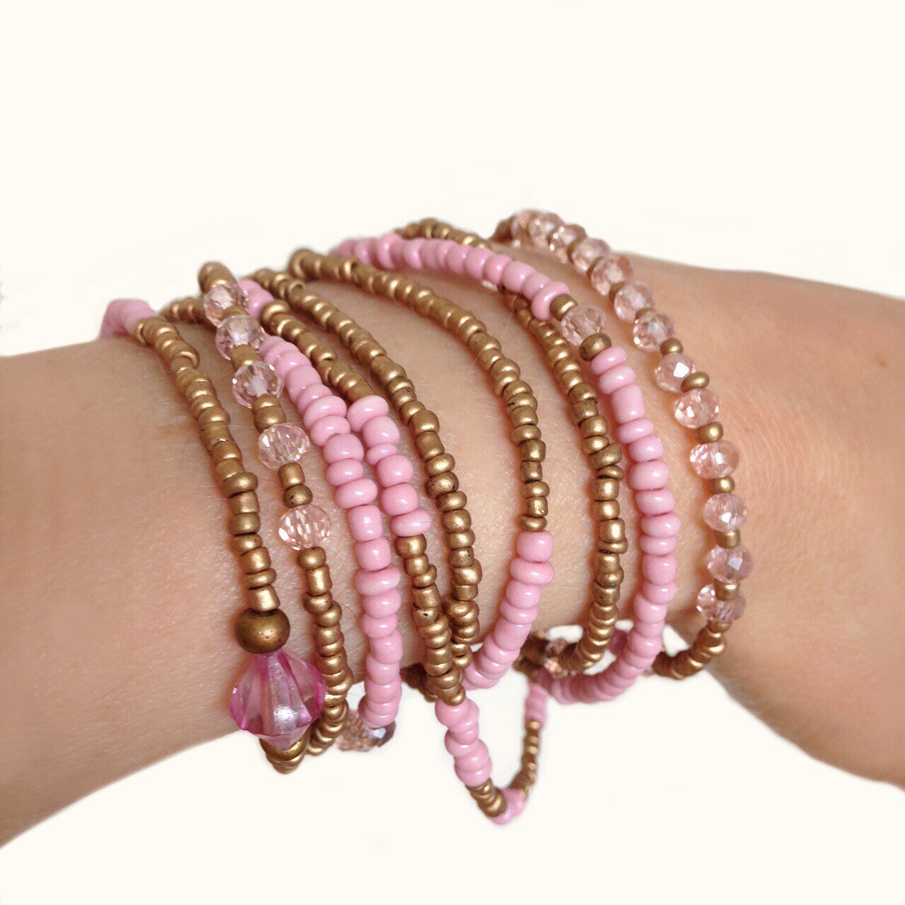 Pink Wrap Bracelet Stack Bracelet Layering Necklace Southwest Style ...