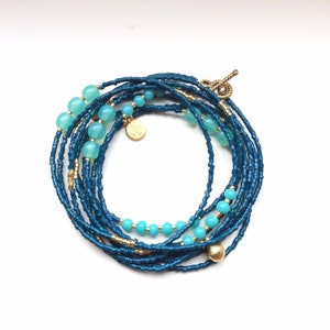 Wrap bracelet with tiny glass beads in petrol color, Boho chic bracelets, Bohemian jewelry, Gift for friend, Gifts for women, Birthday gift