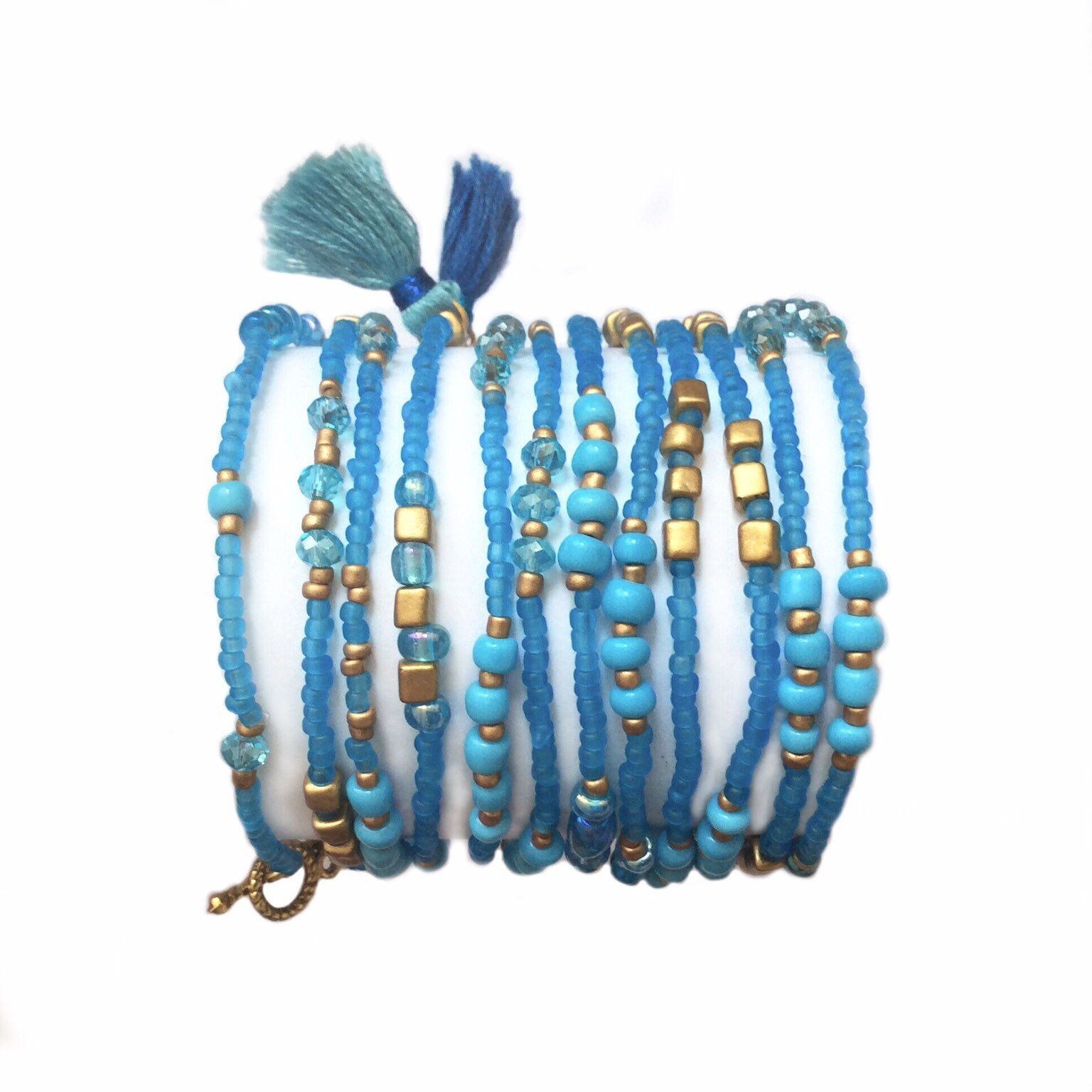 Blue Wrap Bracelet Beach Bracelet Stacking Bracelet Etsy