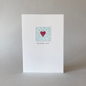 Hand painted heart birthday card for wife, girlfriend or gal pal. Birthday card for her. Hand embossed heart birthday card. Birthday love. image 4