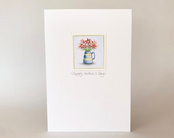 Hand painted Mother's Day card. Original watercolour card.Unique, one of a kind card for Mum.