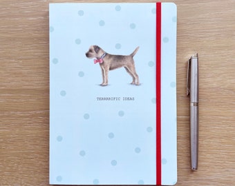 A5 lined luxury Notebook. Border Terrier. Free P&P