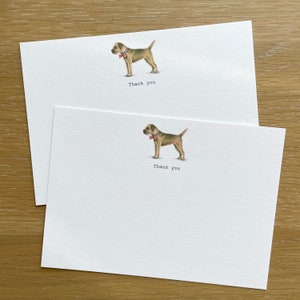 Border Terrier Geschenk. Exklusives Briefkarten Set mit handillustriertem Border Terrier.  A6 flache Grußkarten.