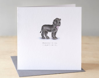 Black spaniel card. Spaniel birthday card. Funny dog birthday card. Spaniel illustration.  Cocker spaniel. Springer spaniel.