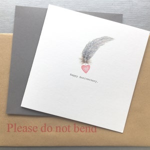 Wedding anniversary card. Anniversary card with feathers and heart. Happy anniversary. Congratulations on your anniversary. image 4