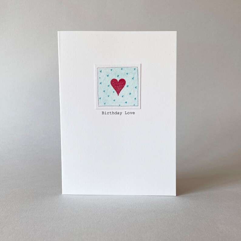 Hand painted heart birthday card for wife, girlfriend or gal pal. Birthday card for her. Hand embossed heart birthday card. Birthday love. image 1