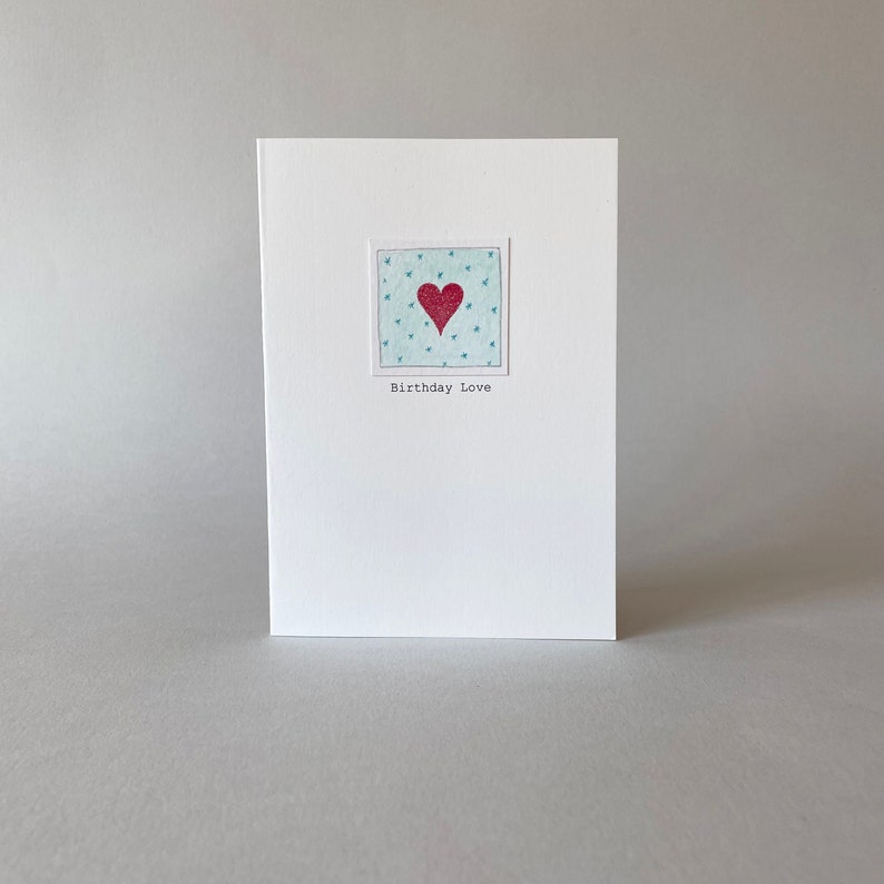 Hand painted heart birthday card for wife, girlfriend or gal pal. Birthday card for her. Hand embossed heart birthday card. Birthday love. image 4