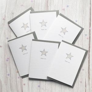 Boxed set of thank you cards. Luxury Thank you cards with blue star. Set of 6 notecards in gift box. A6 Note cards. Stationery lover gift. image 4