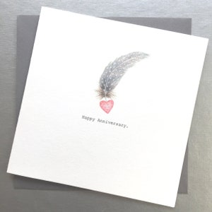 Wedding anniversary card. Anniversary card with feathers and heart. Happy anniversary. Congratulations on your anniversary. image 2