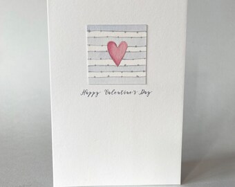 Hand painted Valentine's Day card card for wife. Special Valentine's card for girlfriend. Luxury hand made Valentine card.