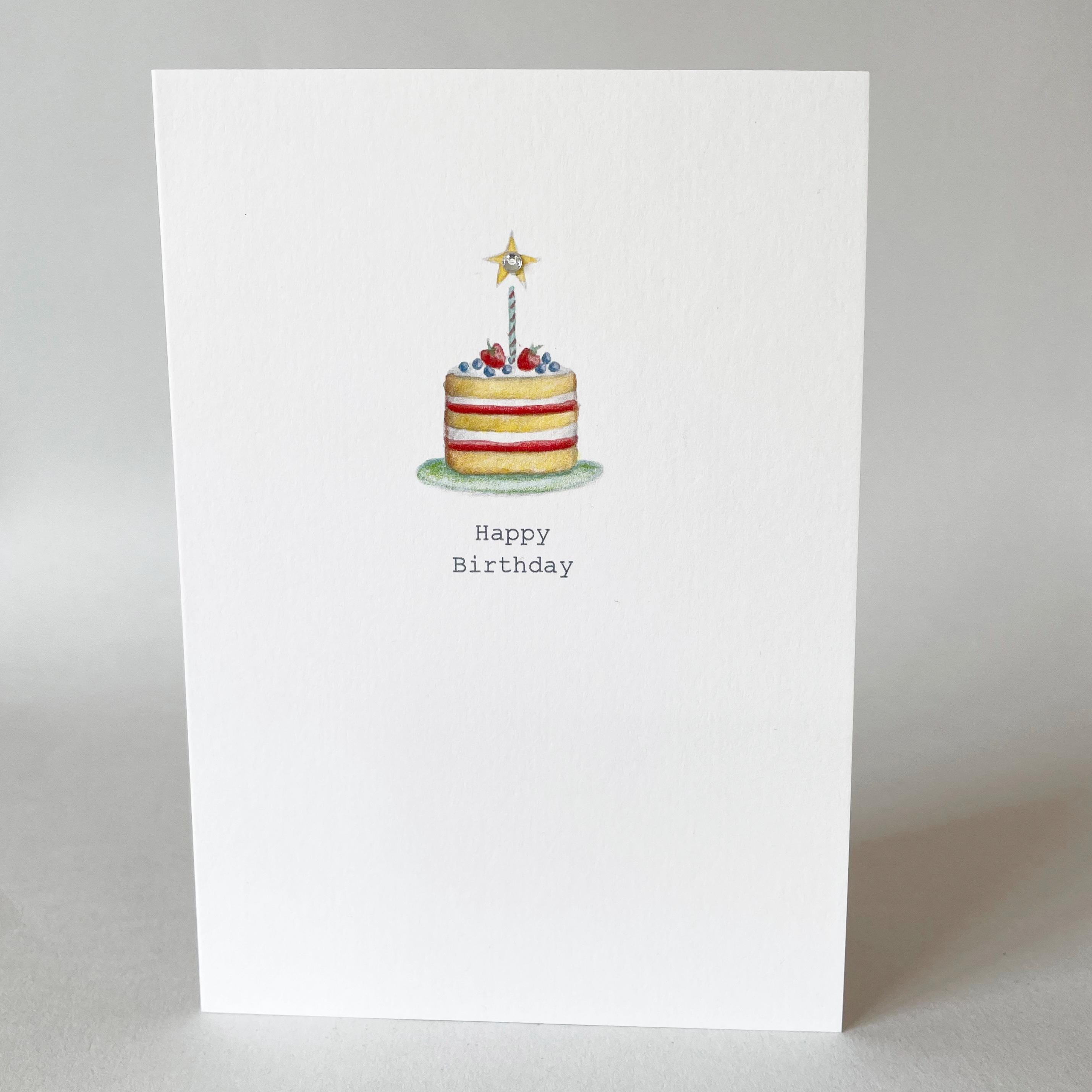 Biglietto di auguri di compleanno con acquerello: torta e palloncini, biglietto di auguri 5x7 - Italia