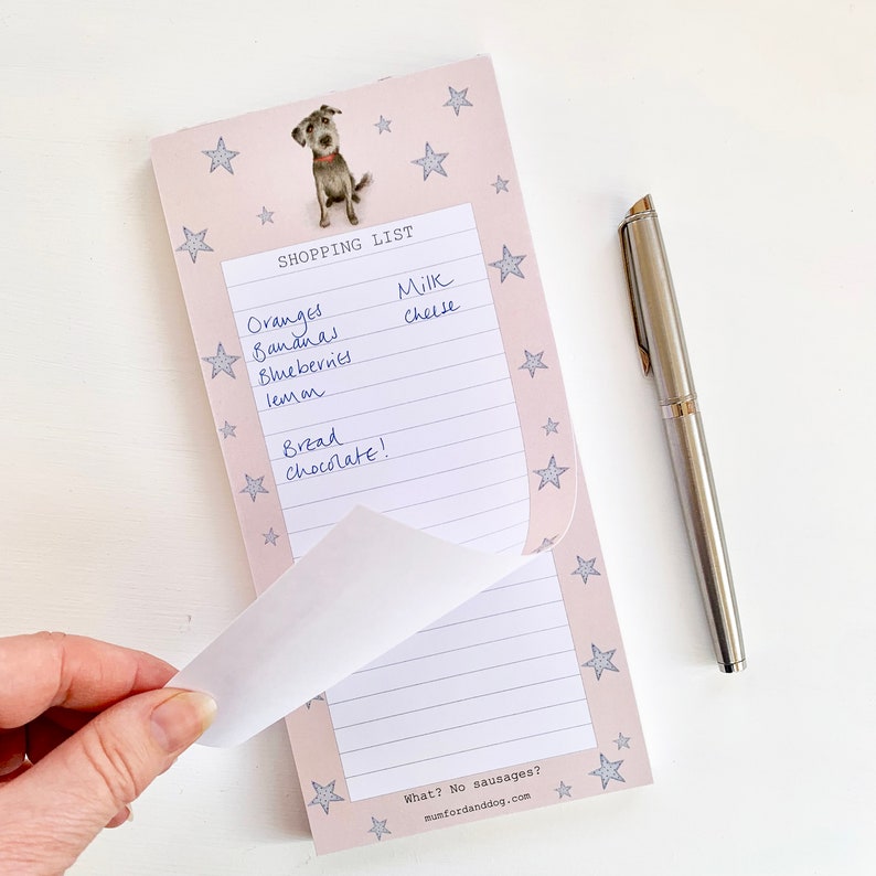Shopping list pad with dog. Dog lover gift. Mother's Day gift. Memo pad. Shopping organiser. Kitchen notepad. Weekly shopping list. image 3