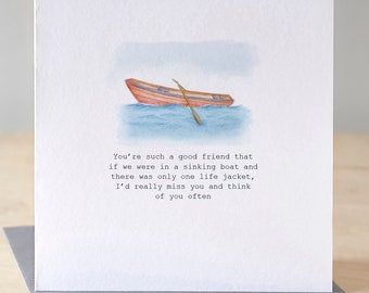 Funny birthday card for best friend | Hilarious card for really good friend | Funny birthday card with rowing boat