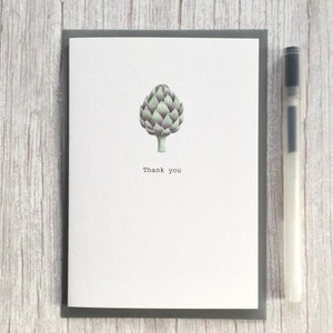 Luxury thank you cards in gift box. Thank you cards with artichoke illustration. Gardener's gift. Mother's Day gift. Stationery lover gift image 2