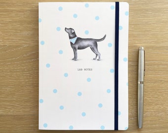 A5 lined luxury notebook with Black Labrador. Journal with black lab. Dog lover gift. Stationery gift. Letterbox gift. Chunky notebook.