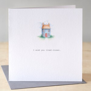 Thinking of you card. Miss you card. Friendship card. Thinking of you card with a little house. Long distance card. Friendship card.