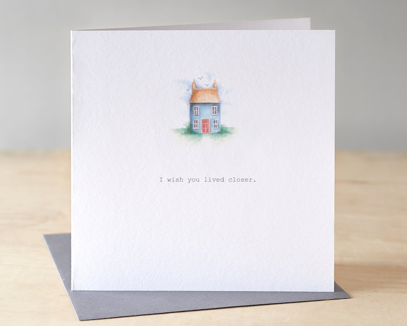 Thinking of you card. Miss you card. Friendship card. Thinking of you card with a little house. Long distance card. Friendship card. image 1