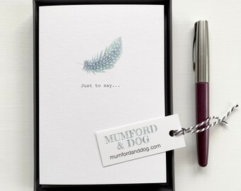 Luxury note cards with feather design. Free P&P