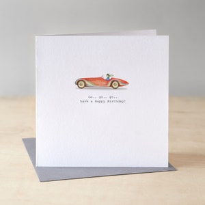 Sports car birthday card. Classic car card. Car lover card. Birthday card for him. Red sports car. Car illustration. Boy's birthday card.