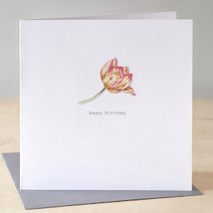 Tulip birthday card | Pink and yellow tulip birthday card | Floral birthday card | Birthday card for mum| Card for sister | Garden lover
