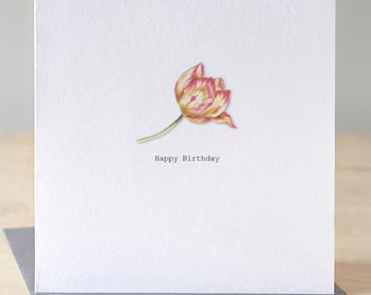 Tulip birthday card | Pink and yellow tulip birthday card | Floral birthday card | Birthday card for mum| Card for sister | Garden lover