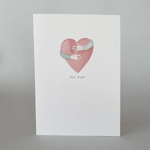Biglietto "Penso a te", Biglietto di pronta guarigione, Biglietto con un grande abbraccio, Biglietto di condoglianze con cuore rosso, Biglietto di condoglianze, Biglietto di dispiacere per la tua perdita.