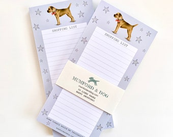 Shopping list pad with Border Terrier. Mother's Day gift. Border terrier gift. Memo pad. Shopping organiser. Weekly shopping list.