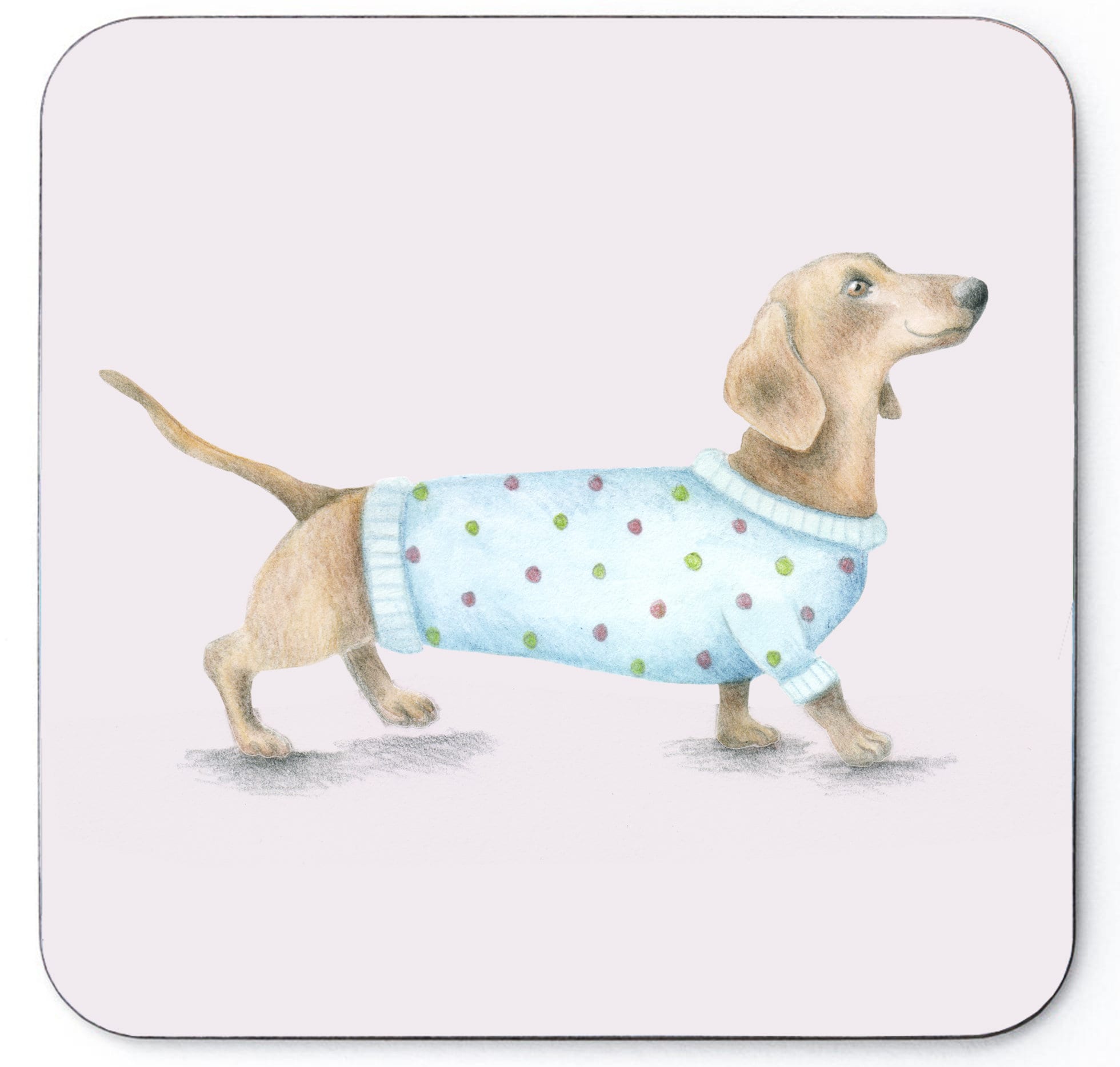 Personalised Sausage Dog Wooden Drinks Coaster Mat Birthday Gift Present
