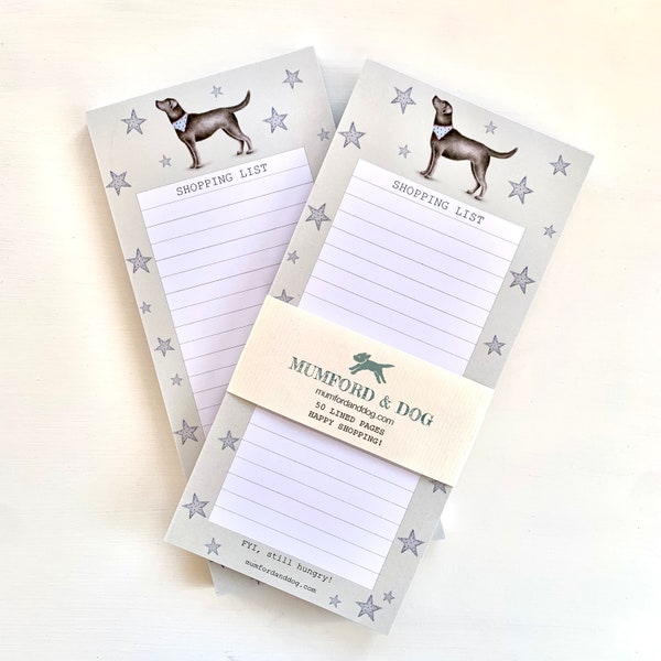 Shopping list pad with Black Labrador. Mother's Day gift. Memo pad. Black lab gift. Shopping organiser