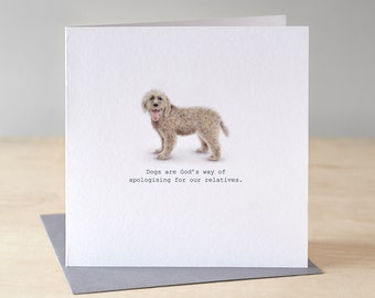 Labradoodle birthday card. Funny labradoodle card. Funny card for brother. Funny birthday card for sister. Funny relative birthday card.