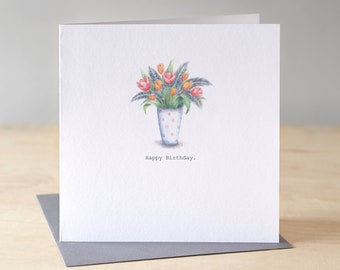 Birthday card with flowers. Floral birthday card. Card for special friend. Birthday card for Mum. Botanical birthday card