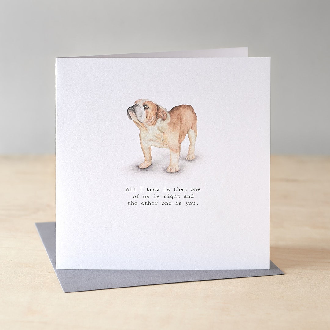 Funny Bulldog Greetings Card: Watercolour Bulldog Art - Etsy