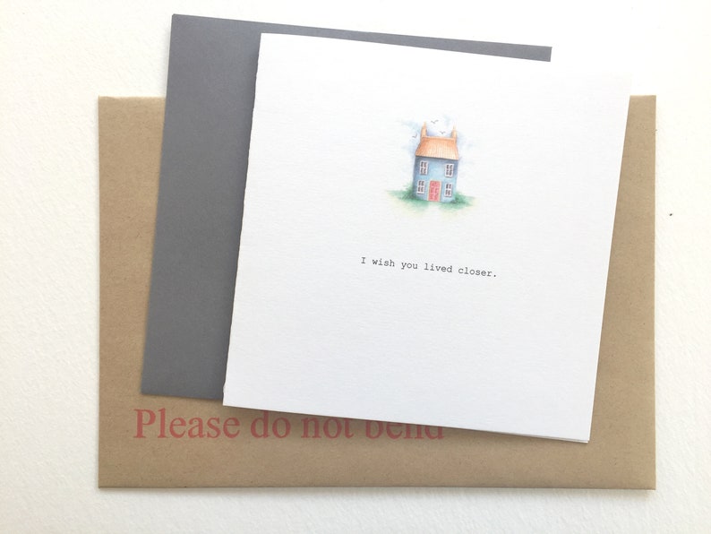 Thinking of you card. Miss you card. Friendship card. Thinking of you card with a little house. Long distance card. Friendship card. image 3