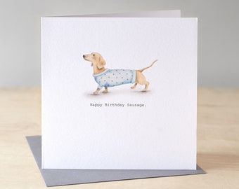 Sausage dog birthday card. Free P&P