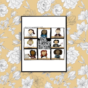 The Birthy Bunch - 8x10 Digital JPG Print - For Midwives, Doulas, Lactation Specialists, Childbirth Educators and Birth Photographers