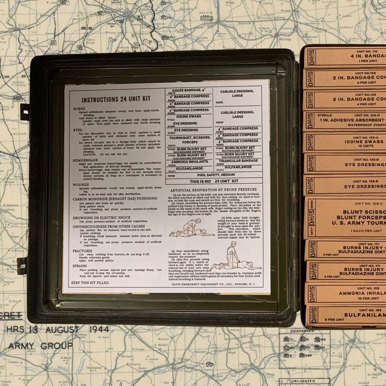 WW2 US 24 Part First Aid Kit Boxes Repro Etsy