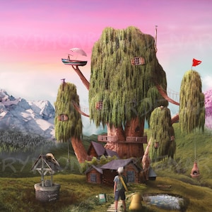 Time Adventure | Adventure Time Inspired Treehouse Cartoon Network Surrealism Finn Jake BMO PHYSICAL PRINT Framed Option Unique Wall Art