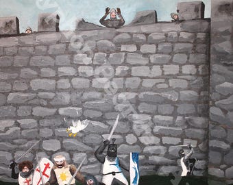Monty Python Heilige Graal-print: Franse spotscène - beeldende kunst