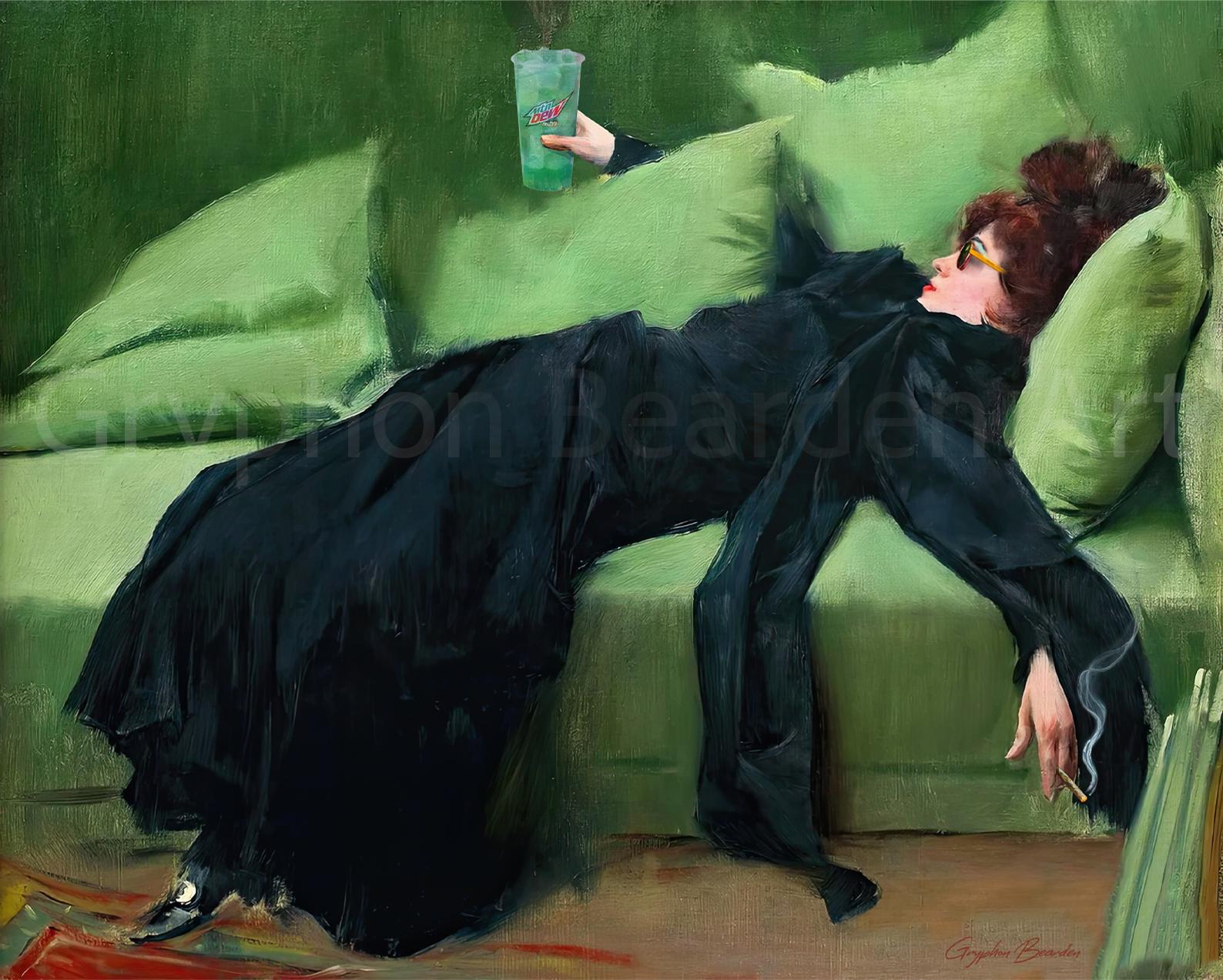 PA2350 LAZY GLAMOUR WOMAN LYING ON THE SOFA IN VICTORIAN PA2350 LAZY GLAMOUR WOMAN LYING ON THE SOFA IN VICTORIAN