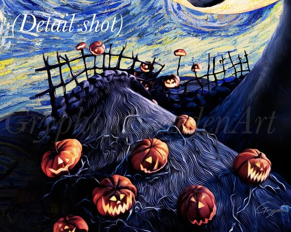 ナイトメアー・ビフォア・クリスマス アートプリント：星空のゴッホの