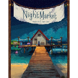 Stardew Valley Inspired Night Market Event Poster | 8x10 or 11x14 High Quality Prints