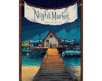 Stardew Valley Night Market Poster | Pixel Art Print