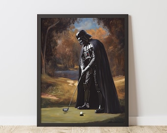 Darth Vader Golfing Art Print: Funny Star Wars Parody