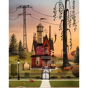 Automne chez Foster | Foster's Home pour des amis imaginaires inspiré de la parodie réaliste de Foster's Home Cartoon Network, impression murale physique